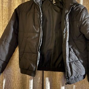 art class Black Puffer Jacket for Kids